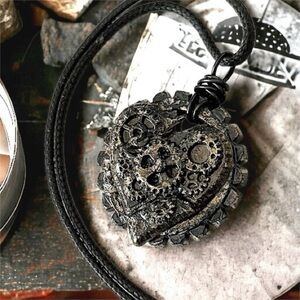Steampunk Shattered Heart Pendant Necklace